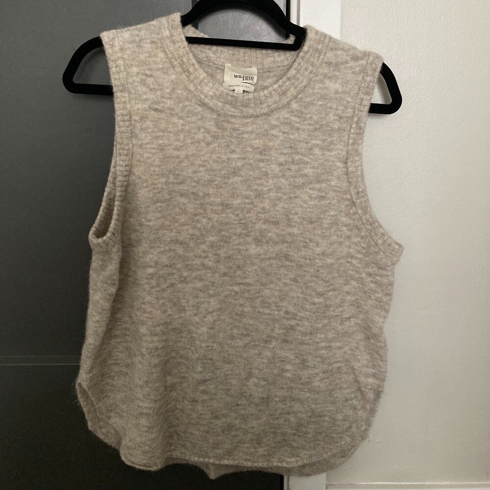 Soft and Stretchy Alpaca Wool Beige Sweater Vest, Women's Size L, Aritzia